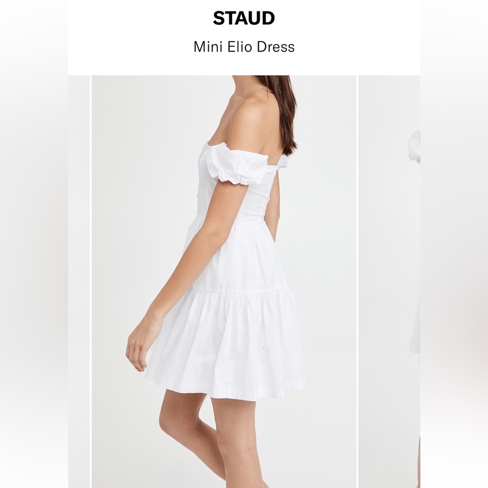 STAUD Mini Elio Dress in white